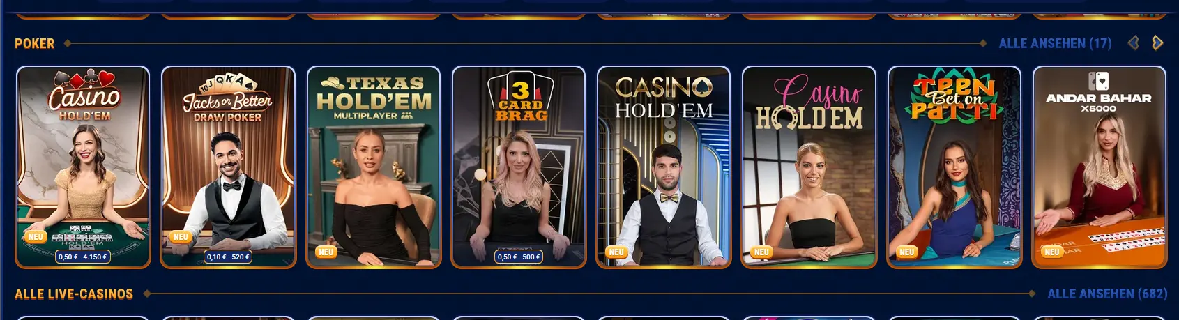 Wingaga Live Poker und Casino Hold'em von Evolution Gaming